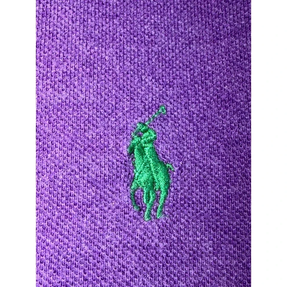 Polo Ralph Lauren Mens 2XLT Tall Purple Short Sleeve Pique Polo Shirt Green Pony